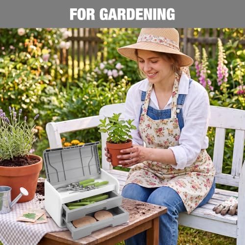 WORKPRO Small Storage Box with 2 Drawers and Flip-Top Lid