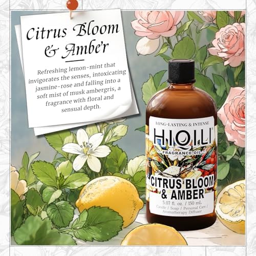 HIQILI Citrus Bloom & Amber Fragrance Oil for Candle, Soap & Diffuser