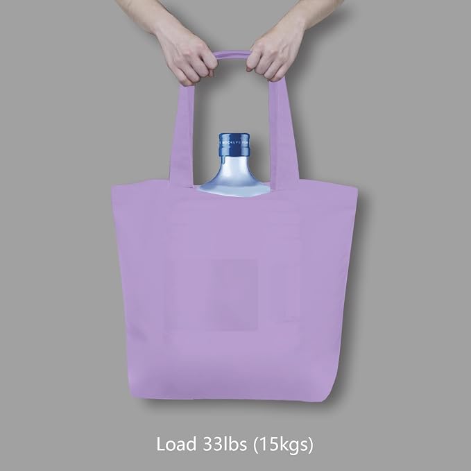 TOPDesign 1-Pack Super Strong Large 12oz Cotton Canvas Tote Bag, Reusable Grocery Shopping Cloth Bag, Fashionable Two-Tone Tote for Crafts, DIY Your Creative Designs