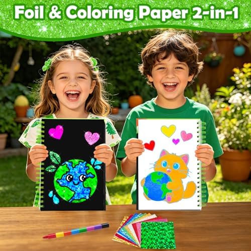 FUNNYB&G Foil Art Craft Kit for Kids, Sparkly Birthday Gift Toy for Kids | No Mess, Kids Ages 4-10 Create Sparkling Artwork, A Creative Gift for Birthdays, Holidays, Travel Activities,Screen-Free Fun