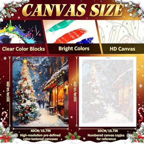 ICYANART Christmas Paint by Numbers Kit for Adults Beginner 16x20Inch