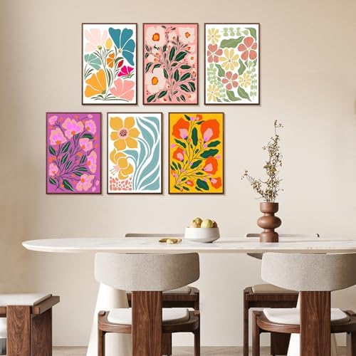 Yezavesu 6 Pack Flowers Paint by Numbers Kit for Adults Beginner 8x12 Inch | Easy Flower DIY Acrylic Painting by Numbers, Without Frame Canvas, Stress Relief Craft Kits, For Home Wall Decor Gift