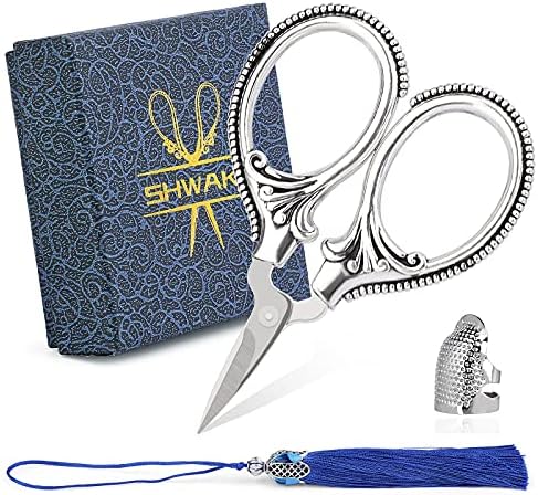 SHWAKK Little Embroidery Scissors, Vintage Sewing Craft Tool Flower Pattern