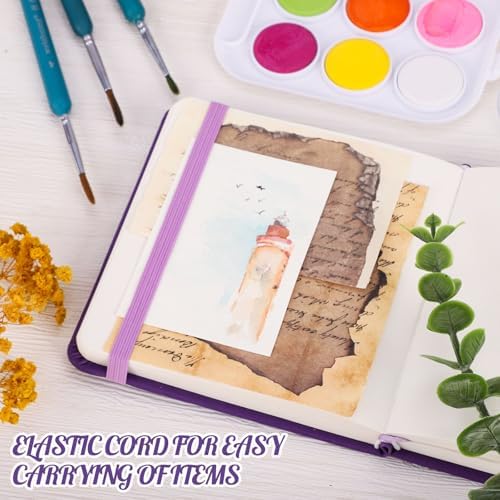 5" × 5" Hardcover Small Sketchbook, 80 Sheets, 160gsm Tiny Notebook, Purple