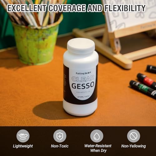 Falling in Art 16 Oz Clear Gesso Primer for Acrylic & Oil Paints