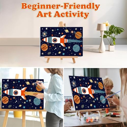Gemozaic Outer Space Paint by Numbers Kit for Kids with Frame and Easel