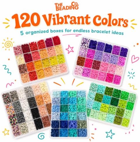 23000+ Clay Beads Bracelet Making Kit for Girls-120 Colors 6 boxes, Polymer Heishi Beads for Jewelry Making Kit, Charms for Bracelets,Bead Board Arts and Crafts Gifts for kids Fun Crafts for adults