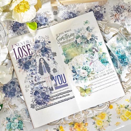 4 Rolls Floral PET Washi Tape Set,PET Tape Stickers for Journaling Kit