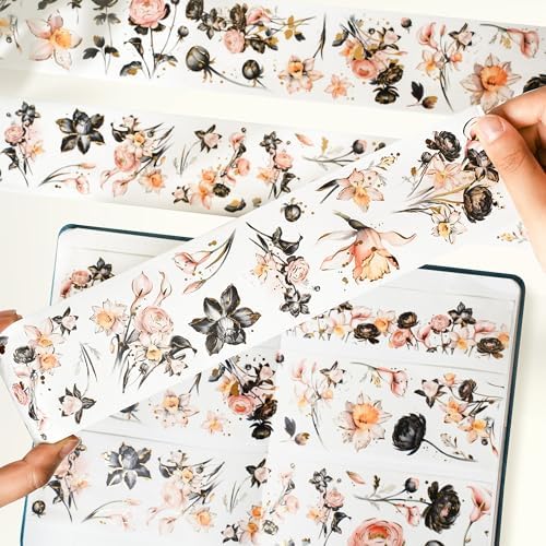 WT Auric Rose Gilded Washi Tape Sticker Set, 3 Rolls, Original Vintage Floral Decorative Masking Tape with Gold Foil, Wide Tape for Journaling, Scrapbooking, Planner, DIY Crafts & Wrapping