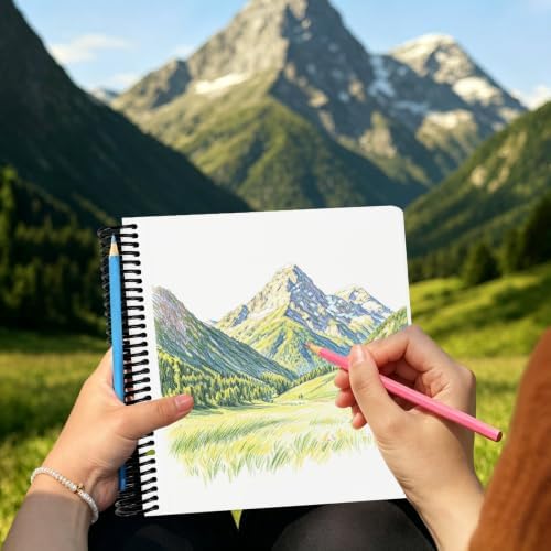 Hardcover Sketchbook,7.2"x8.3"Spiral Bound Drawing Pad,Citrus Moonlight