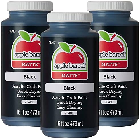 Apple Barrel Acrylic Paint, Black 16 oz, 21148EA- (Pack of 3)