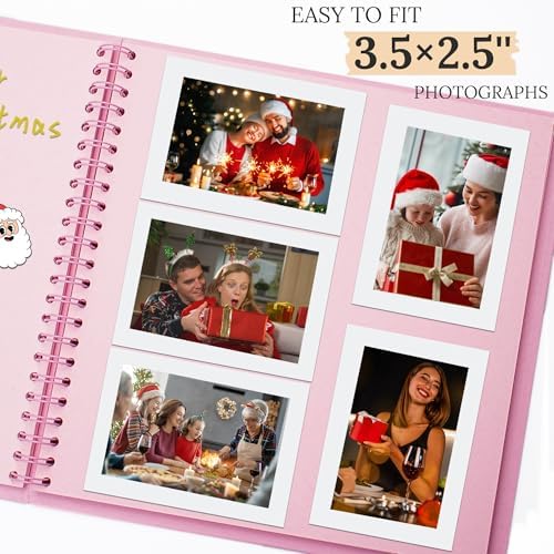 Scrapbook Photo Album 8"x8" 20 Sheets 40 Pages Hardcover Kraft Paper Pink