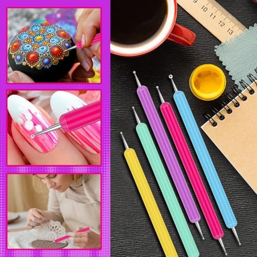 Ashmacdo 20 Pcs Dotting Tools for Painting,Ball Embossing Tool Tracing Stylus for Transfer Paper Drawing Nail Art