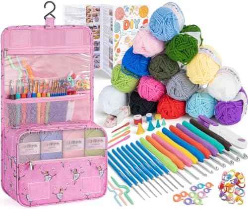 GMAK Crochet Kit for Beginners Adults, All in One Crochet Set Include Yarns