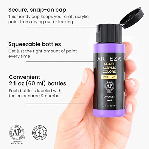 ARTEZA Craft Acrylic Paint, Set of 20 Vintage Tones, 2.02-oz/60 ml Bottles, Water-Based, Matte Finish, Matte Acrylic Paint Set for Art & DIY Outdoor Projects on Glass, Wood, Ceramics, Fabrics, Paper & Canvas