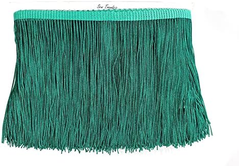 10 Yards of 4" Long Chainette Fringe Thread Yarn Tassel Trim Braid Fringe for Crafts Sewing and Decor-Emerald Hunter Green Color