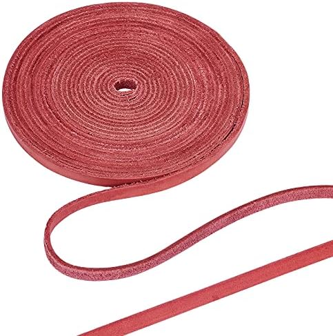 GORGECRAFT 197 Inch Red Brown Flat Genuine Leather Cord Leather String Full Grain Cord Lace Cowhide Leather Strips for Jewelry Making DIY Craft Projects Belts Keychains