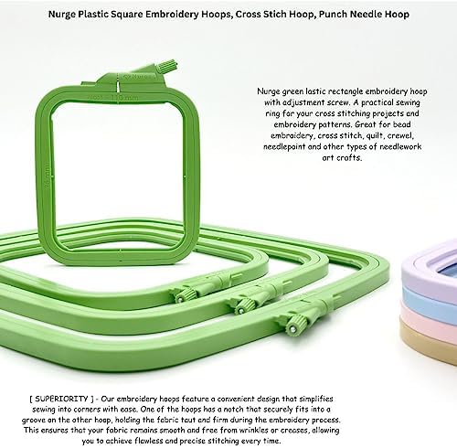 Nurge Green Large (No:4) Plastic Square Embroidery Hoop, Cross Stitch Hoops, Punch Needle Hoop , DIY Craft Sewing,ABS Plastic Embroidery Hoops