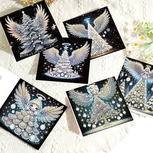 LSQFS Angel Wings Diamond Painting Greeting Cards Kit,with Envelopes