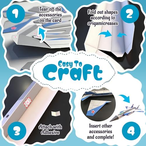 3D Paper Building Model, DIY Origami Kit for Kids Ages 8-12, Includes 8 Pre-cut, Easy-to-Assemble Aircraft 3D Paper Building Models, Airplane Origami Kit for Kids Ages 8-12
