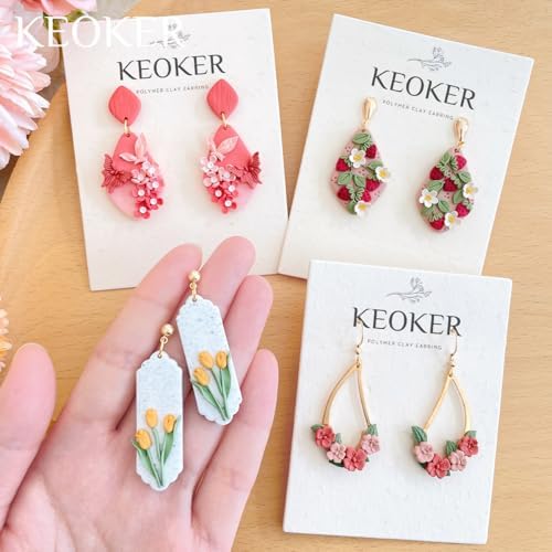 KEOKER Spring Polymer Clay Molds, Polymer Clay Silicone Molds, Flower Polymer Clay Mini Molds, 4pcs Earring Molds for Polymer Clay, Polymer Clay Molds for Jewelry(Substitute Micro Clay Cutters)