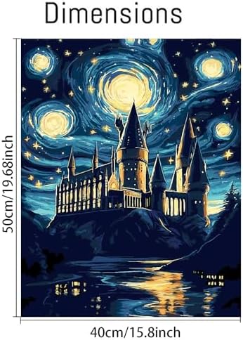 AALBLAC Magic Castle Paint by Numbers Kit for Adults Beginner - Starry Night Castle Paint by Numbers Canvas, DIY Abstract Landscape Oil Painting for Gift Home Wall Decor 16x20inch
