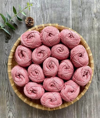 Cotton, Bamboo,Linen Blended Yarn 2 Skeins 50g/1.76oz- 06 Coral Pink