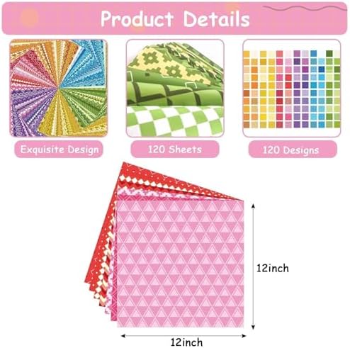 120 Sheets 12"X 12" Scrapbook Paper Bulk Rainbow DIY Craft Paper Supplies Holiday Aesthetic Colorful Decorative Paper Christmas Scrap Book Material Journal Photo Album Present Wrapping