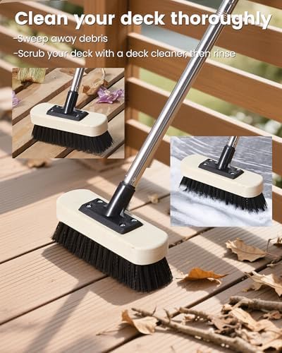 Voomey 7.5in Deck Stain Brush Applicator Kit with Long Handle for Decking