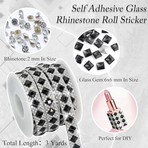 Black Glass Gems Rhinestone Ribbon 1 CM Wide Rhinestone Strip