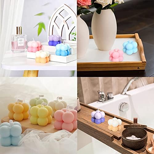 Konrisa 3D Bubble Candle Molds, 15 Cavity Cube Silicone Molds for Candles Making Soy Wax, Bubble Cake Molds for Baking Chocolate Dessert Cheesecake Mousse Cake Jelly Pudding
