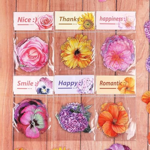 120pcs Large Waterproof Transparent Flower Stickers