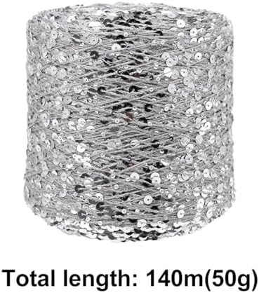 ECYC Ltd 153 Yards Cotton Sequin Yarn, Sparkle Sequin Thread for Knitting & Crocheting, DIY Craft Projects