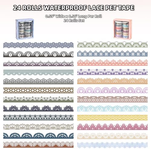 Silk Dream Wasi Tape 24 Rolls Vintage Watercolor Washi Tape Set, Decorative Tape for Bullet Journal, DIY Craft, Scrapbook Supplies