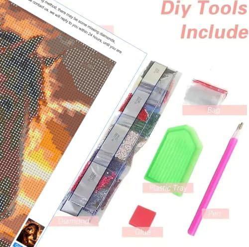 KYOQFVN Horse Diamond Painting Kits for Adults, Animal Diamond Art Kits for Adults, DIY 5D Full Drill Gem Art Craft Kits for Home Wall Decor 12X16 Inch
