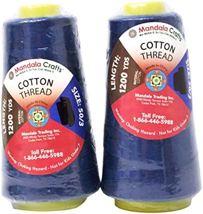 Mandala Crafts Blue Mercerized Cotton Thread Cones for Sewing Quilting