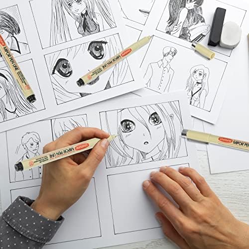 GETHPEN Micro Fineliner Set, Black Waterproof Fine Line Drawing Pens,6 Pack