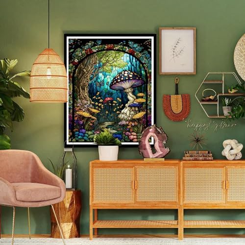 Mushroom Paint by Numbers for Adults - Stained Glass Paint by Number