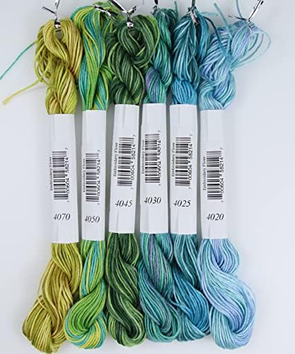 KCS Big skeins of 25 Meters Size 25 Color Variegated Cross Stitch Stranded Threads,6 skeins,15