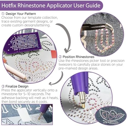 Hotfix Rhinestones Applicator DIY Kit with 4600 Crystals, 19 Pattern Design