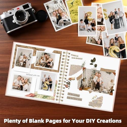 Vienrose Scrapbook Album Gift Set, 8x8 Inch, 40 White Pages, Light Green
