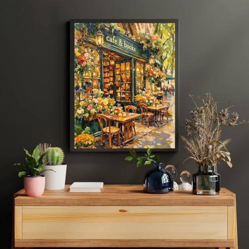 Bookstore Paint by Numbers Kit for Adults, DIY Painting Canvas 16x20inch