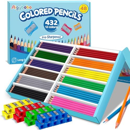 432 Count Colored Pencils Bulk, Color Pencils for Kids Classroom, 12 Colors