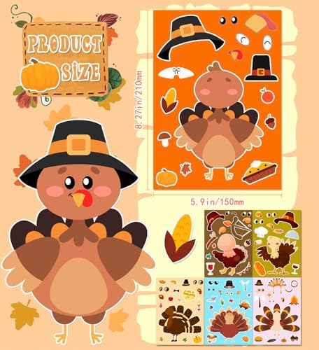 Thanksgiving Stickers for Kids, Thanksgiving Crafts Party Supplies for Kids