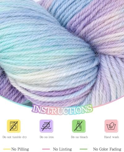 Katech Wool Yarn for Crocheting, Cashmere Yarn Hand Dyed Yarns Orange Pink