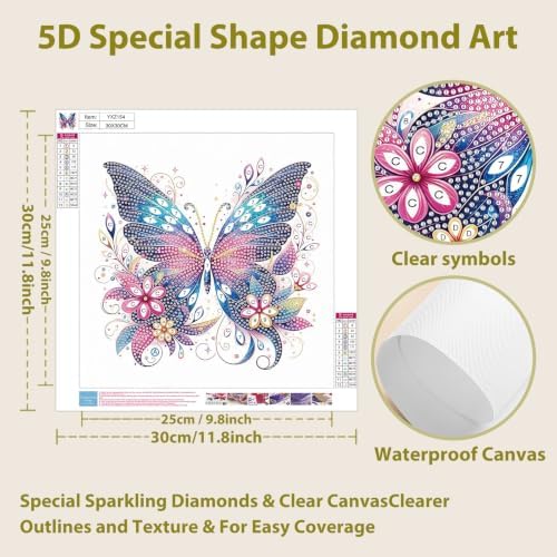 Butterfly Diamond Art Kits for Adults Special Shape Diamond Painting