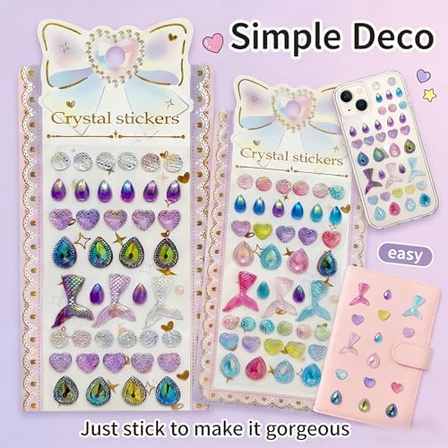 【2 Sheets】 Airy 3D Puffy Stickers, Resin Decorative Stickers, Cute Small Stickers for Kids，Girls, Adults, Reusable Tiny Stickers for Phone Case, Notebook - Perfect for Craft and GIF (Gentle)