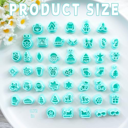 Tainsky 49 Shapes Christmas Studs Clay Earrings Cutters, Christmas Tree Polymer Clay Cutters for Polymer Clay Jewelry
