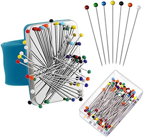 WILLBOND Magnetic Wrist Sewing Pincushion with 100 Pcs 1.5" Pins, Dark Blue
