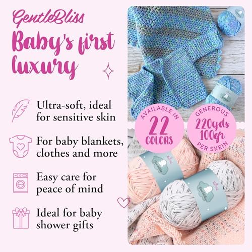 GentleBliss DK Acrylic Soft Baby Yarn, 4-Pack (880Yds/400G),Blue Mermaid